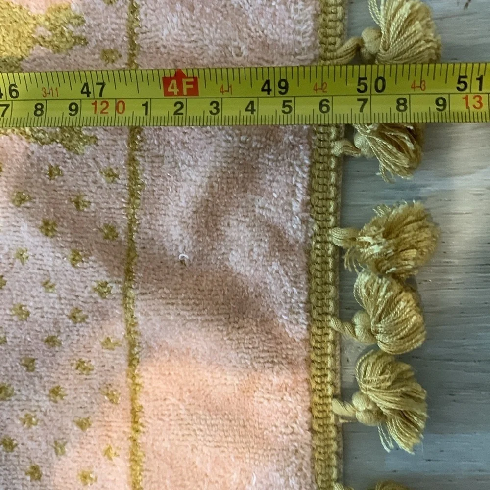Besana Made in Italy pink & Gold Reversible Towel  POODLES Tassel Fringe vintage